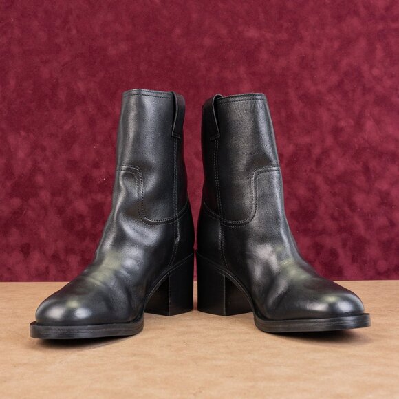 Schutz Women Wyatt Black Leather Western Cowboy Mid Calf Boots sz 9 - Picture 2 of 8